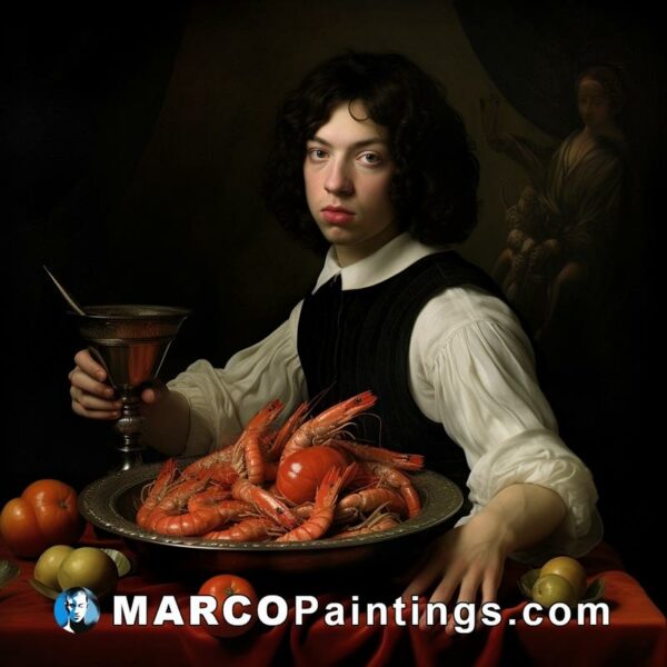 A man sitting with a bowl of lobster