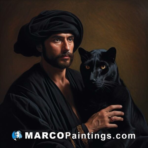 A man with a black cat