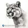 A mountain lion was drawn on graphite paper