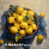 A painting about lemons in a basket