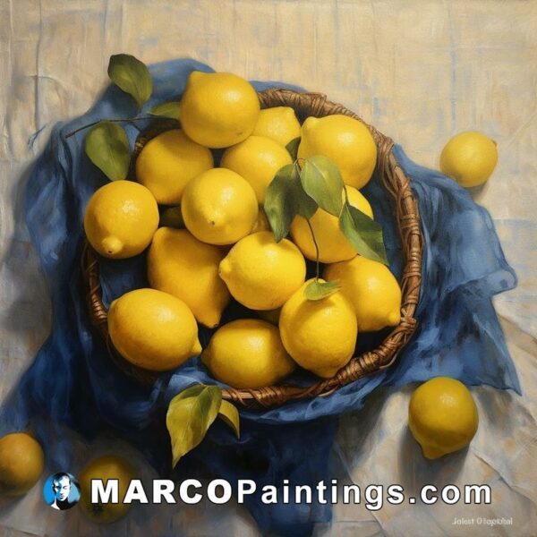 A painting about lemons in a basket