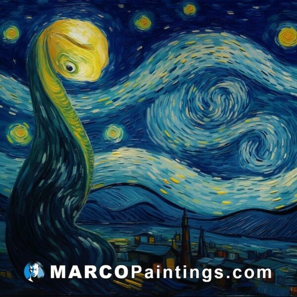 A painting by van gogh featuring a huge creature