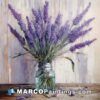 A painting in a jar of lavender flowers