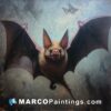 A painting of a bat in the air