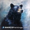 A painting of a black bear in the rain