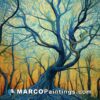 A painting of a blue tree