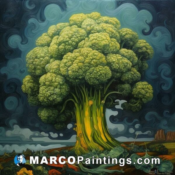 A painting of a broccoli tree