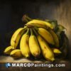 A painting of a bunch of bananas on a canvas