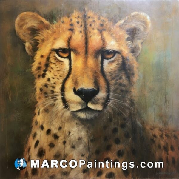 A painting of a cheetah painting with gold spray paint