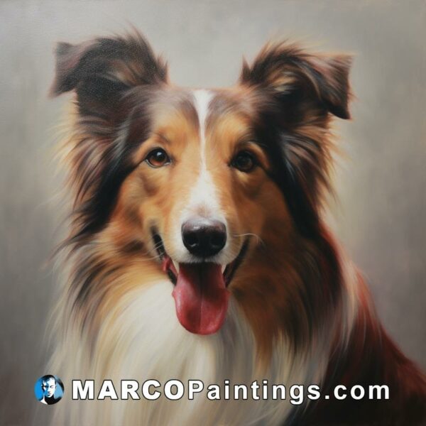 A painting of a collie dog