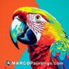 A painting of a colorful parrot