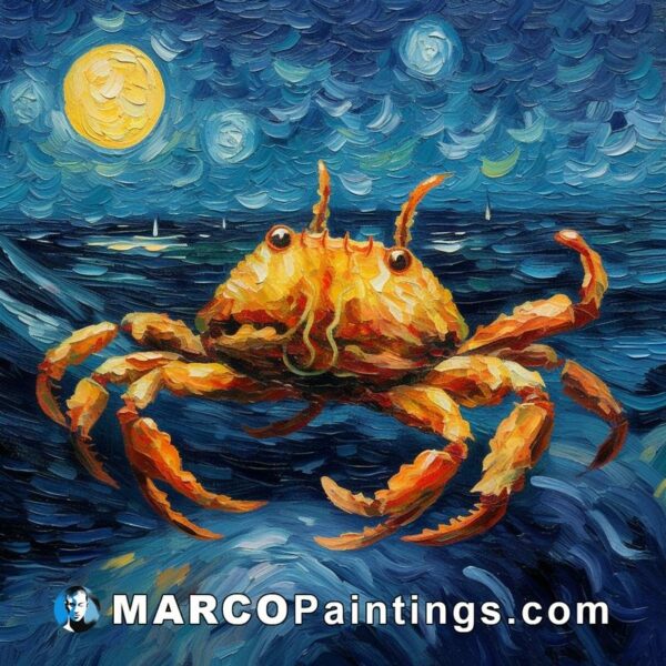 A painting of a crab in the night sky