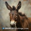 A painting of a donkey on a gray background