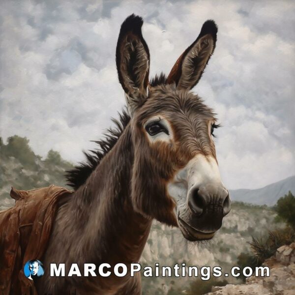 A painting of a donkey with his head up