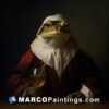 A painting of a frog with wine glass and cloak