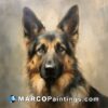A painting of a german shepherd dog's face