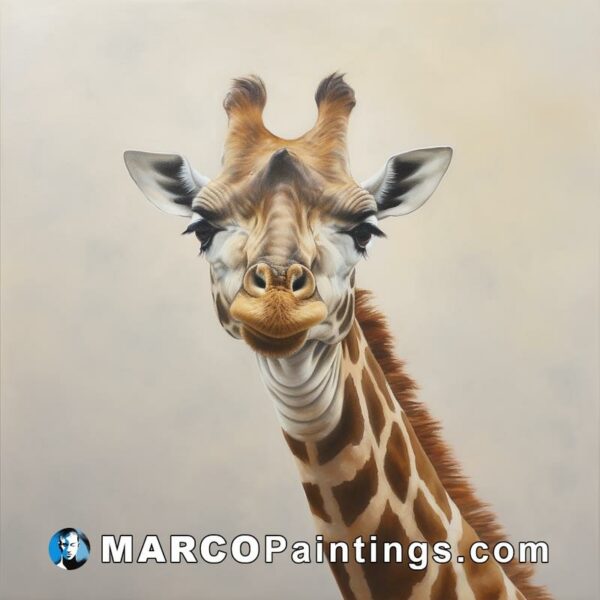 A painting of a giraffe face