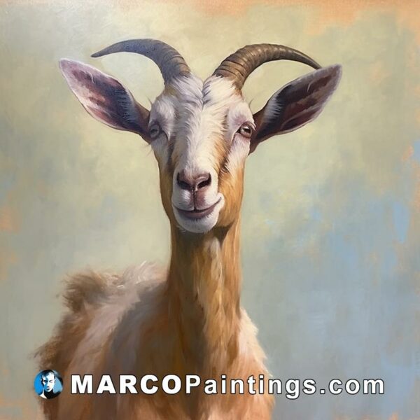 A painting of a goat on a bright background