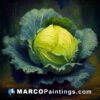 A painting of a green cabbage