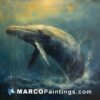 A painting of a humpback whale from the ocean