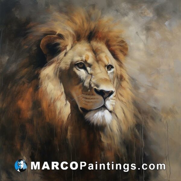 A painting of a lion in brown