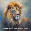 A painting of a lone lion
