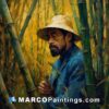 A painting of a man in the bamboo