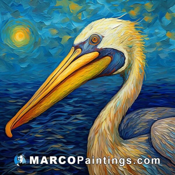 A painting of a pelican