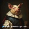 A painting of a pig in a dress