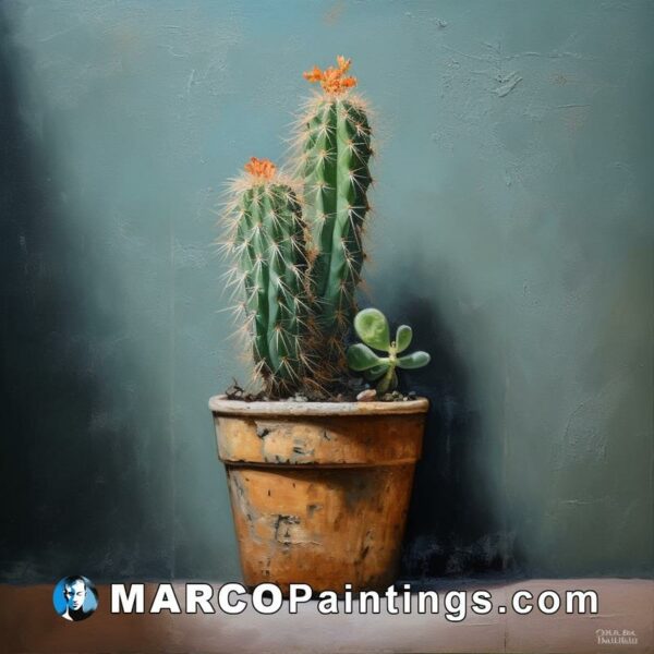 A painting of a potted