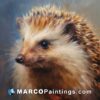 A painting of a small hedgehog