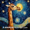 A painting of a starry night giraffe