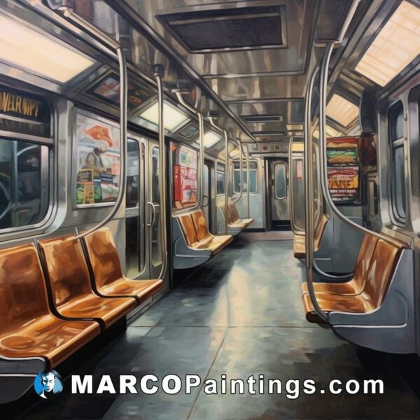 A painting of a subway train