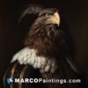 A painting of an eagle in a dark costume