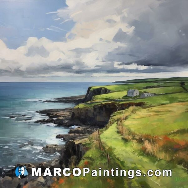 A painting of an ocean scene at dunmore head in ireland