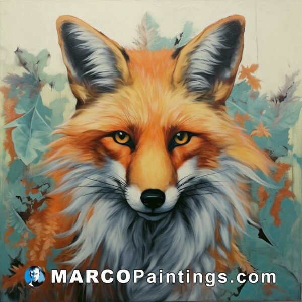 A painting of an orange fox with long ears and light red color