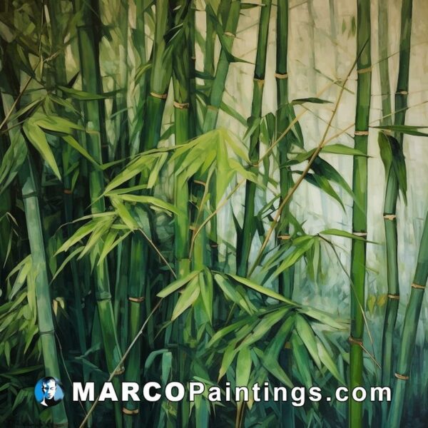 A painting of bamboo plants in an empty garden