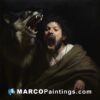 A painting of jesus with a dog and screaming