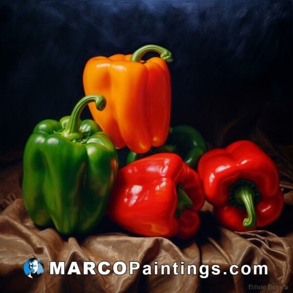 A painting of peppers and tomatoes