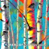 A painting of several colorful birch trees by juliana lewis