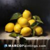 A painting of several lemons on a table