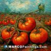 A painting of tomatoes in the field by van gogh