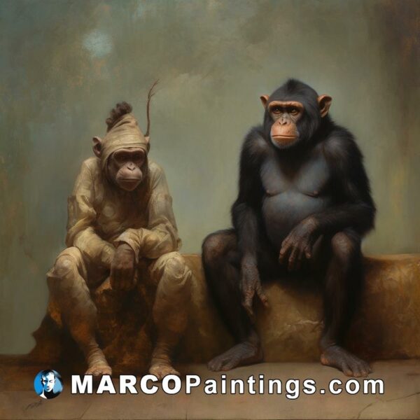 A painting of two monkeys