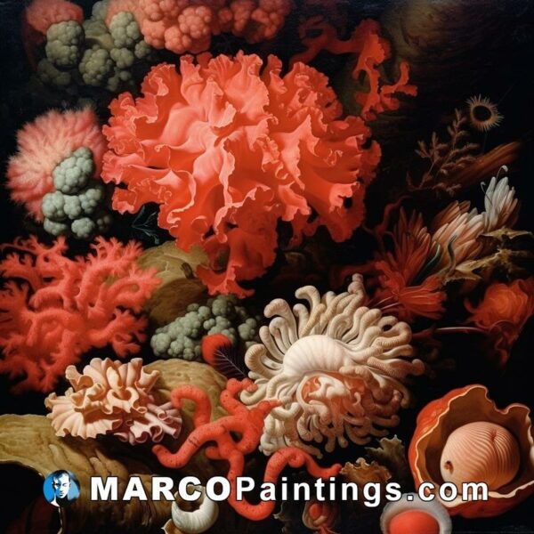 A painting showing a collection of corals