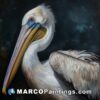 A pelican painting with large beak