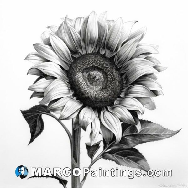 A pencil drawing image of a sunflower