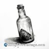A pencil drawing of a beer bottle with empty inside