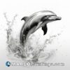 A pencil drawing of a dolphin jumping