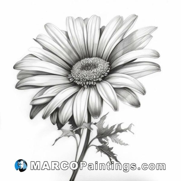 A pencil drawing of a flower in black and white