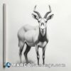 A pencil drawing of an antelope